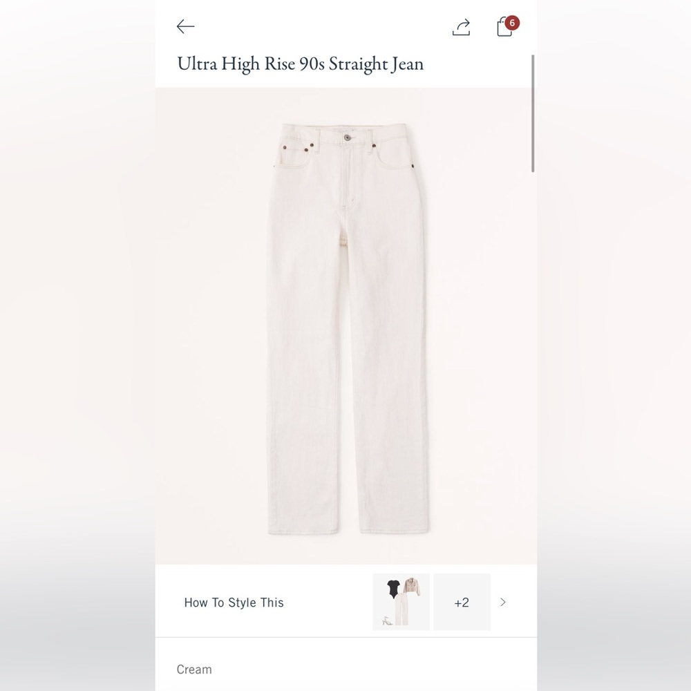 Abercrombie Ultra High Rise 90’s Straight Jeans, Cream